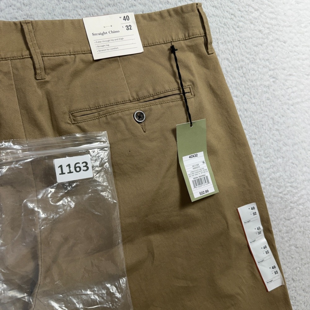 Goodfellow Pants Mens 40x32 (39x31) Hennepin Chino Athletic Khaki Straight NWT - Picture 9 of 11